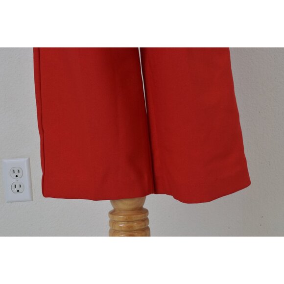 Vintage 80s Red Polyester Pleated Trousers by Pykettes | size 12 - Picture 9 of 10
